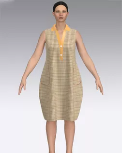 Выкройка: платье-рубашка без рукавов с округлой юбкой F028 арт. ВКК-4232-1-ВП1123