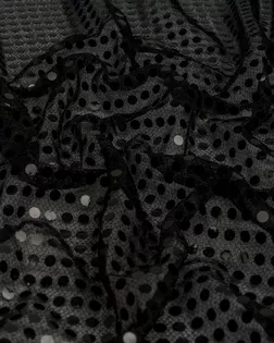 Купить Пайеточная ткань для одежды черного цвета Пайетка "Монетка" арт. ПАЙ-6-2-6288.005 оптом в Череповце