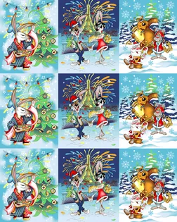 Купить Ткани для дома бирюзового цвета Новогоднее путешествие (Полотно вафельное) арт. ПВ150-308-1-0867.024 оптом