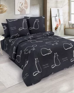 Бязь наб., шир. 220 см,  пл 120+-2. 100% хл. рис 13494/2 Cats черн.  Самтекс арт. ХБ-2095-1-Б00528.105