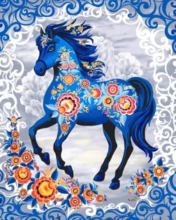 Полотно вафельное 50 см набивное арт 60   рис 29400/1  "Живописный конь" арт. ПВ50-483-1-1855.181