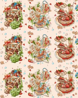 Рогожка 150 см набивная арт 904   рис 29342/1  "Вкусности" арт. РЖК-365-1-1949.110