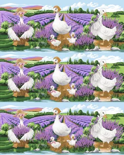 Полотно вафельное 150 см набивное арт 149 рис 29455/1 "Лавандовые гуси" арт. ПВ150-406-1-1844.148 Полотно вафельное 150 см набивное арт 149 рис 29455/1 "Лавандовые гуси" арт. ПВ150-406-1-1844.148