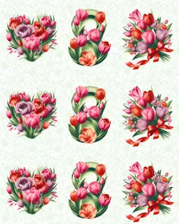 Полотно вафельное 150 см набивное арт 149    рис 29480/1  "Розовые тюльпаны" арт. ПВ150-416-1-1844.153