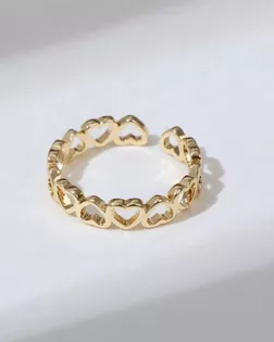 Кольцо "Цепь из сердечек", цвет золото, безразмерное арт. БЖ-61-1-45382