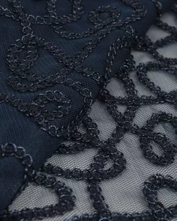 Купить Кружевная ткань синего цвета Вышивка на сетке арт. КПГН-64-3-20155.003 оптом в Караганде