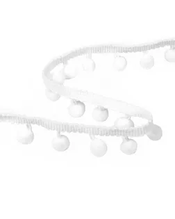 Тесьма с помпонами ш.1,5-2см (белый) арт. БОП-10-1-45118
