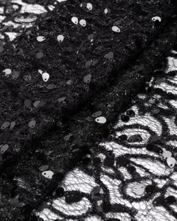 Купить Кружевные ткани черного цвета Кружевное полотно с пайеткой арт. ПАЙ-19-1-20736.001 оптом в Череповце
