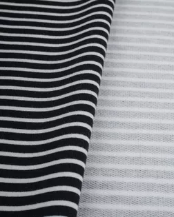 Купить Ткань Трикотаж принт черно-белого цвета из полиэстера Футер "Адидас" полоска арт. ТФД-1-1-14926.001 оптом в Караганде