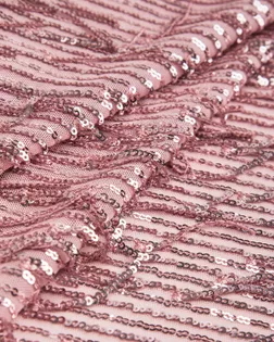 Купить Ткань сетка розового цвета из Китая Пайетка на сетке Бахрома арт. КПГН-77-3-20689.003 оптом в Череповце