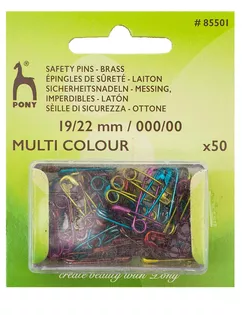 85501 Булавки английские 19 мм/22 мм, латунь, цветные, 50 шт PONY арт. АРС-12878-1-АРС0001201711