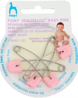 99001-02 Булавки английские с замком безопасности 51 мм, сталь/пластик, розовые, 4 шт PONY арт. АРС-14342-1-АРС0001214335