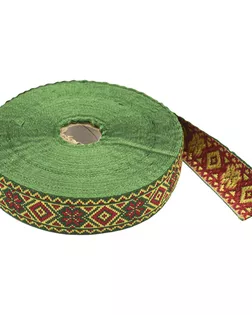 С1853Г17 Лента жаккардовая рис. 9472 32мм*25м (зеленый/красный/желтый) арт. АРС-52947-1-АРС0001241700