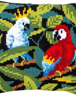 Набор для вышивания подушки Vervaco 'Тропические птицы' 40х40см арт. АРС-57435-1-АРС0001248948
