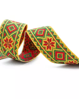 С1853Г17 Лента жаккардовая рис. 9472 32мм*25м (желтый/красный/зеленый) арт. АРС-52955-1-АРС0001250746