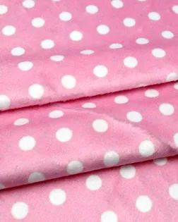 29495 Мех коротковорсовый 3мм с принтом горох, 47*47см (+/-2см), 100% п/э (светло-розовый/белый) арт. АРС-48836-1-АРС0001254598