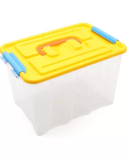 Контейнер для хранения пластмассовый с крышкой и ручками 6л, 285*190*180 мм (желтый) арт. АРС-51533-1-АРС0001274678