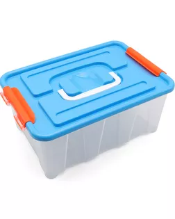 Контейнер для хранения пластмассовый с крышкой и ручками 4л, 285*190*120 мм (голубой) арт. АРС-49508-1-АРС0001274680