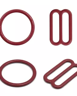 Кольца и регуляторы для бретелей бюстгальтера 15 мм, металл/эмаль, 20 шт/упак, цвет темно-красный арт. АРС-57782-1-АРС0001288570