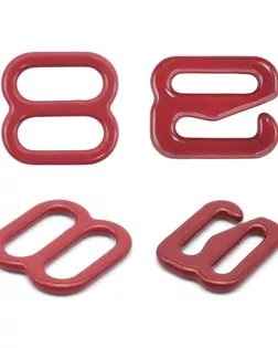 Крючки и регуляторы для бретелей бюстгальтера 8 мм, металл/эмаль, 18 шт/упак, цвет темно-красный арт. АРС-57788-1-АРС0001288577
