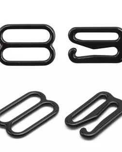 Крючки и регуляторы для бретелей бюстгальтера 12 мм, металл/эмаль, 18 шт/упак, цвет черный арт. АРС-57793-1-АРС0001288582