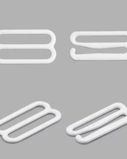 Крючки и регуляторы для бретелей бюстгальтера 20 мм, металл/эмаль, 18 шт/упак, цвет белый арт. АРС-57801-1-АРС0001288591