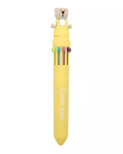 74903 Ручка шариковая автоматическая Мишка желтый, 10-цветная, в индивидуальном ПВХ-пакете арт. АРС-57260-1-АРС0001291324