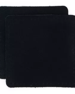 59122 Заплатки пришивные из замши, квадрат 8см с перфорацией, 2шт/упак, 100% кожа (20 черный) арт. АРС-58834-1-АРС0001292585