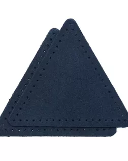 59126 Заплатки пришивные из замши, треугольник равносторонний 8см с перфорацией, 2шт/упак, 100% кожа (22 темно-синий) арт. АРС-59350-1-АРС0001292615