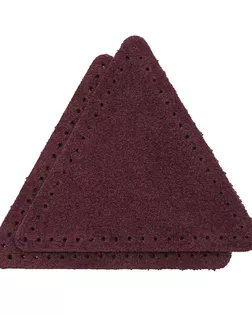 59126 Заплатки пришивные из замши, треугольник равносторонний 8см с перфорацией, 2шт/упак, 100% кожа (31 бордовый) арт. АРС-59352-1-АРС0001292617