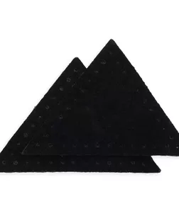 59902 Заплатки пришивные из замши, треугольник равнобедр., стор.6см, с перфорацией, 2шт/уп, 100%кожа (20 черный) арт. АРС-58898-1-АРС0001292712