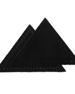 59903 Заплатки пришивные из замши, треугольник равнобедр., стор.8см, с перфорацией, 2шт/уп, 100%кожа (20 черный) арт. АРС-58906-1-АРС0001292720
