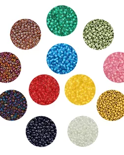 Набор бисера Preciosa 12 цветов по 5 гр с контейнером, № 10/0, диаметр 2,3 мм, 60 гр арт. АРС-58450-1-АРС0001293068