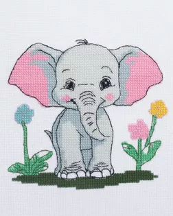 273 Набор для вышивания Hobby & Pro Kids 'Слонёнок в цветах' 19*18см арт. АРС-58950-1-АРС0001293907