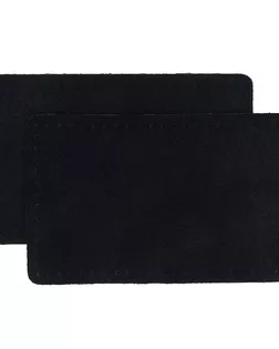 59113 Заплатки пришивные из замши, прямоугольник 6*9,6см с перфорацией, 2шт/упак, 100% кожа (20 черный) арт. АРС-58987-1-АРС0001294474