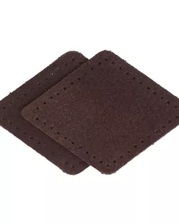 59115 Заплатки пришивные из замши, ромб 6*8,4см с перфорацией, 2шт/упак, 100% кожа (21 темно-коричневый) арт. АРС-58996-1-АРС0001294489