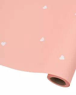 Пленка упаковочная для цветов и подарков 'Сердечки', 65 мкр, 58см*10м +/- 5% (VH2558 персиковый с белыми сердечками) арт. АРС-61590-1-АРС0001298877
