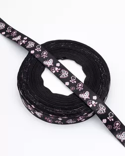 4001 Лента с принтом 'Бабочки' 2см*45,72м (черный) арт. АРС-62876-1-АРС0001302133