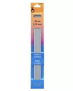 36619 Спицы вязальные носочные 3,75мм*20см, алюминий, 5шт, PONY арт. АРС-64041-1-АРС0001306719