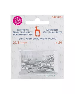 84413/01 Булавки английские 27-51мм, сталь (без никеля), 24шт, PONY арт. АРС-64185-1-АРС0001307118 84413/01 Булавки английские 27-51мм, сталь (без никеля), 24шт, PONY арт. АРС-64185-1-АРС0001307118