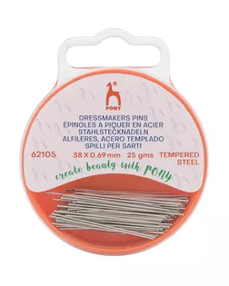 62105 Булавки портновские 38мм*0,69мм, сталь, 25гр, PONY арт. АРС-64188-1-АРС0001307128