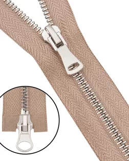 6535-0312 Молния металлическая Т5 2 замка 75см, никель (128 бежево-серый) арт. АРС-64427-1-АРС0001307541