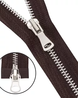 6535-0312 Молния металлическая Т5 2 замка 75см, никель (141 темно-коричневый) арт. АРС-64432-1-АРС0001307546