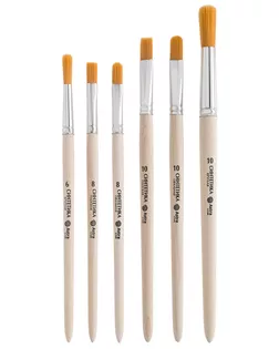 Набор кистей №6, синтетика (круглая №6,10, плоская №8,10, овальная №8,10), 6шт/уп, Astra&Craft арт. АРС-63739-1-АРС0001307650