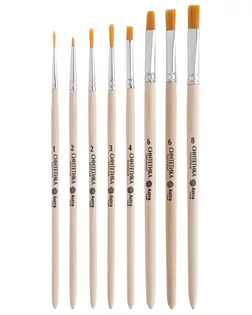 Набор кистей №9, синтетика (плоск.№4,6,8,кругл.№1,2,3,кругл.№2ук./в 0,5, овал.№6),8шт/уп,Astra&Craft арт. АРС-63742-1-АРС0001307653