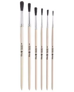 Набор кистей №1, белка (круглая ученическая №1,2,3,4,5,6), 6шт/уп, Astra&Craft арт. АРС-63744-1-АРС0001307655