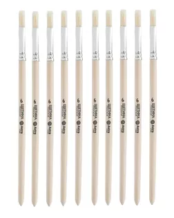 Кисть школьная, щетина, плоская №6, 10шт/уп, Astra&Craft арт. АРС-63845-1-АРС0001307659