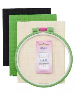 Набор цветной канвы 624010-14C/T, 50*50см, черный/кремовый/зеленый, Bestex арт. АРС-64529-1-АРС0001308566