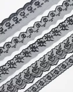 Набор кружева капрон ассорти, 5 шт по 1,5 м (+-5см), ширина от 3,6 до см, черный арт. АРС-63813-1-АРС0001310151