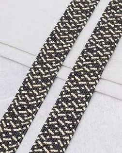 3Al294 Стропа ременная с принтом эластичная (100% полипропиленовое волокно) 40мм*45,72м (ZH874 бежевый/чёрный) арт. АРС-65313-1-АРС0001310328